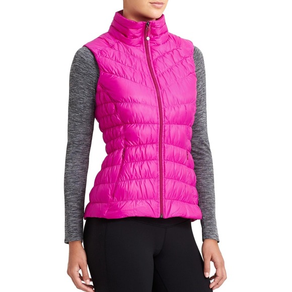 Athleta Women's Puffer Vest Downalicious Deluxe Hot Pink Down Filled XXS 2XS - Picture 1 of 8